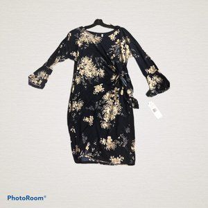 Pretty Blue and Gold Wrap Dress